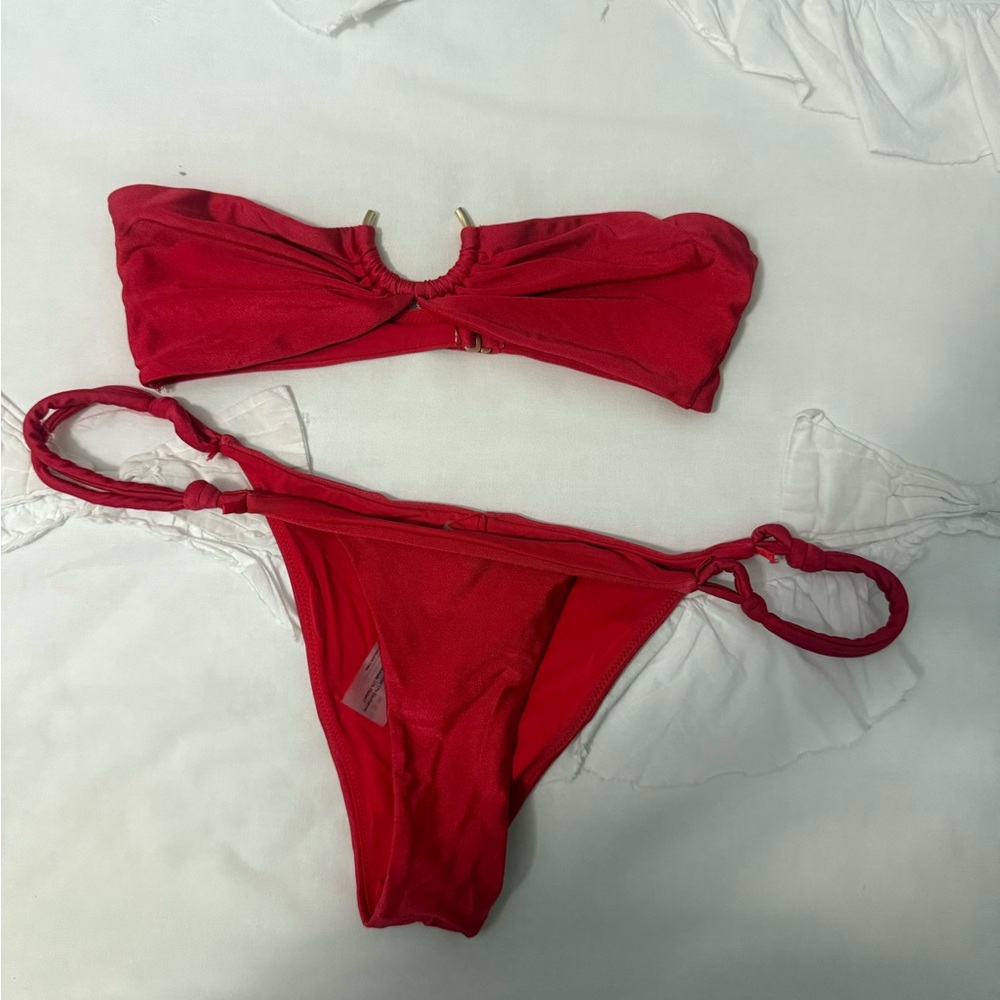 cult gaia Red Bandeau Bikini Set